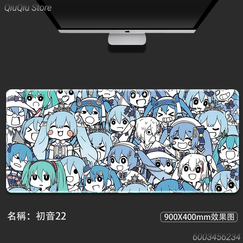 Pc Gaming Hatsune Miku - ฮัตสึเนะ มิกุ อะนิเมะแผ่นรองเมาส์สำหรับเล่นเกมแผ่นรองเม้าส์แผ่นรองคีย์บอร์ดยางกันลื่นสำหรับพีซีแล็ปท็อปเกมเมอร์