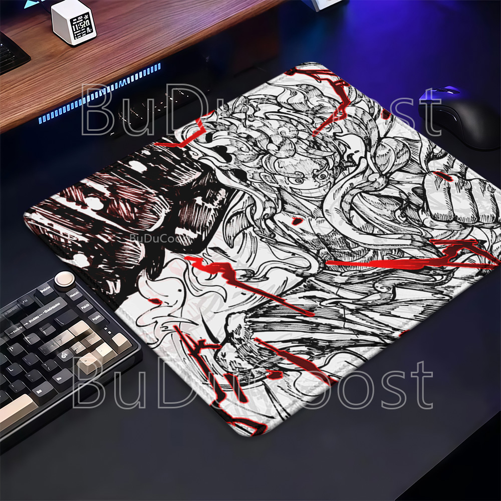 Pc Gaming Drawing - แผ่นรองเมาส์ลายการ์ตูนวันพีซสีขาวดำ ขนาดเล็ก พิมพ์ลาย HD สำหรับเล่นเกมส์ แผ่นรองเมาส์สำหรับคีย์บอร์ดพีซี