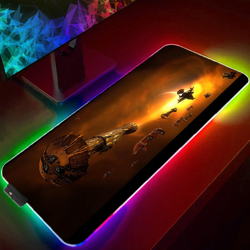 Pc Gaming Online - แผ่นรองเมาส์ RGB สำหรับเกมเมอร์ อุปกรณ์เสริมสำหรับเล่นเกมขนาดใหญ่ ใช้ได้กับคีย์บอร์ด แล็ปท็อป