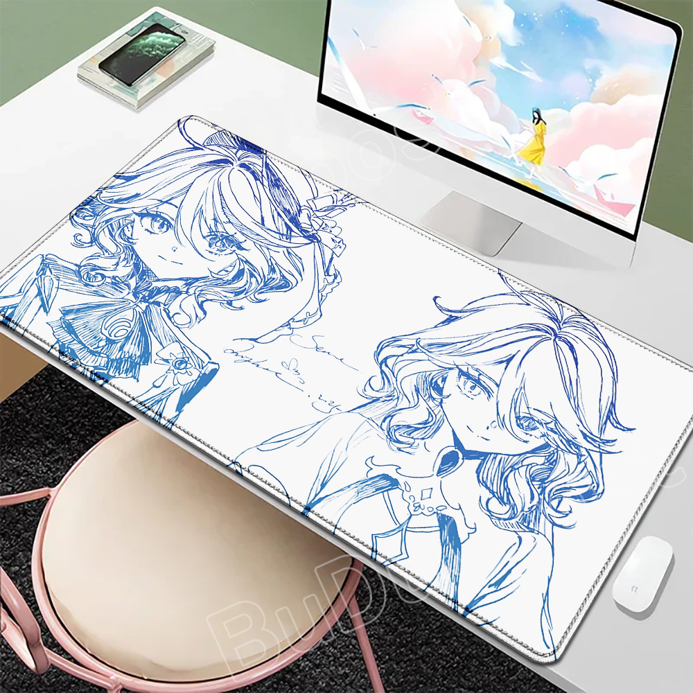 Pc Gaming Drawing - แผ่นรองเมาส์ลายการ์ตูนเกม Genshin Impact ฟูรินะ โฟคาลอร์ส สำหรับแล็ปท็อป