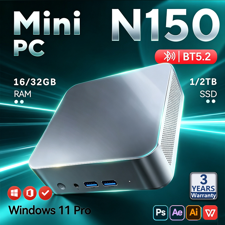 Pc Gaming Compact - 2026 อินเทล N150 มินิพีซีแบบพกพาสำหรับเล่นเกม Windows11 Pro