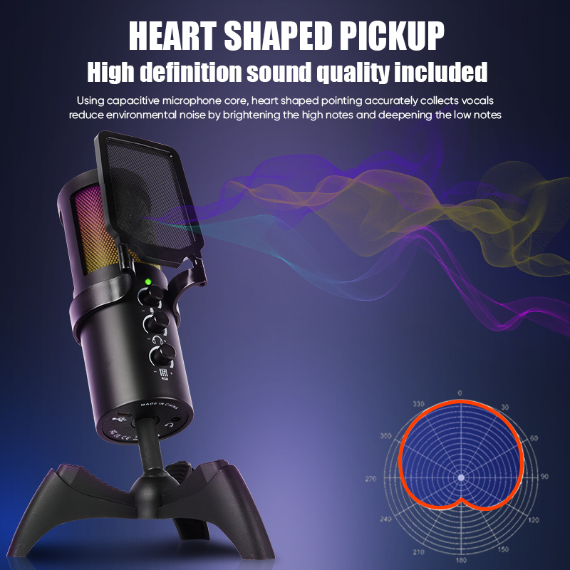 Pc Gaming Online - FUHAM MV9 RGB GAMING USB คอนเดนเซอร์ไมโครโฟนตัดเสียงรบกวน