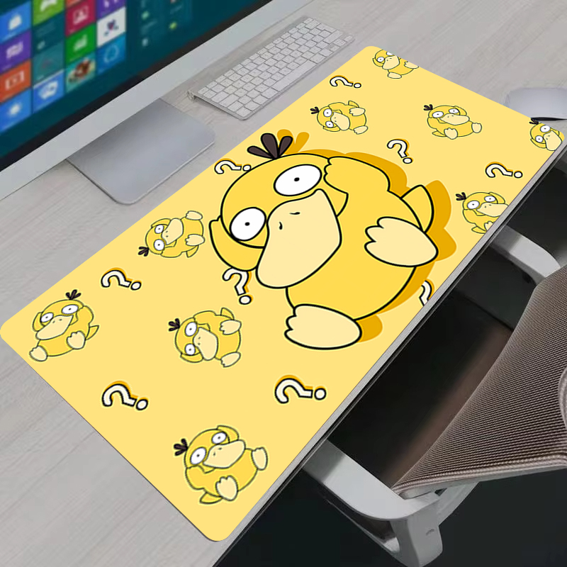 Pc Gaming Notebook - แผ่นรองเมาส์อะนิเมะ P-Pokemon Psyduck XXL แผ่นรองเมาส์สำหรับเล่นเกมขนาดใหญ่แผ่นรองโต๊ะยางกันลื่นแล็ปท็อปพีซีอุปกรณ์เสริมแผ่นรองคีย์บอร์ดเกมเมอร์