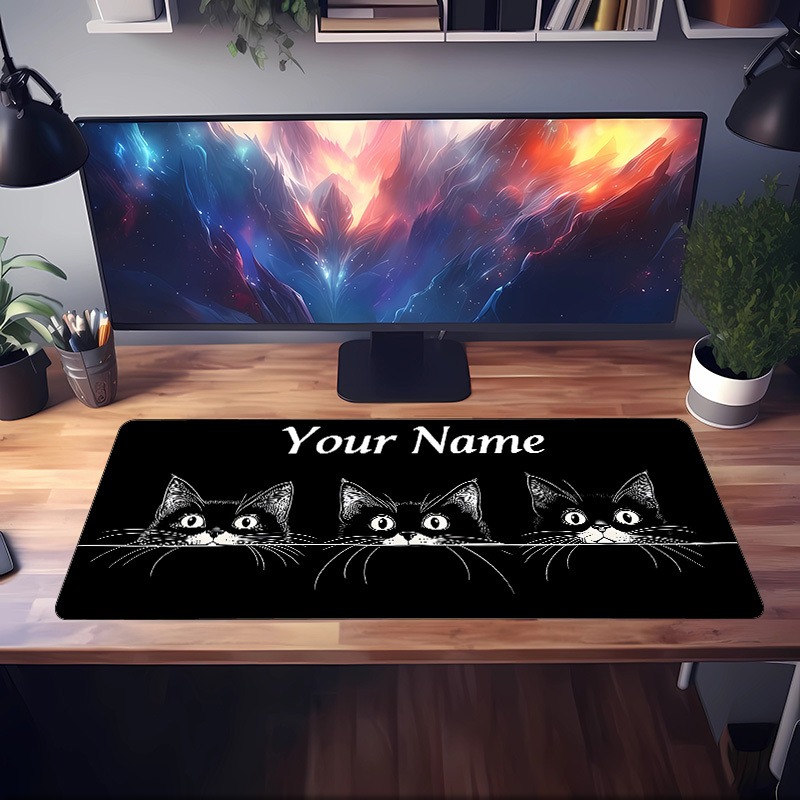 แผ่นรองโต๊ะลายแมวดำ 3 ตัวน่ารั - Pc Gaming Names บทวิจารณ์และราคา